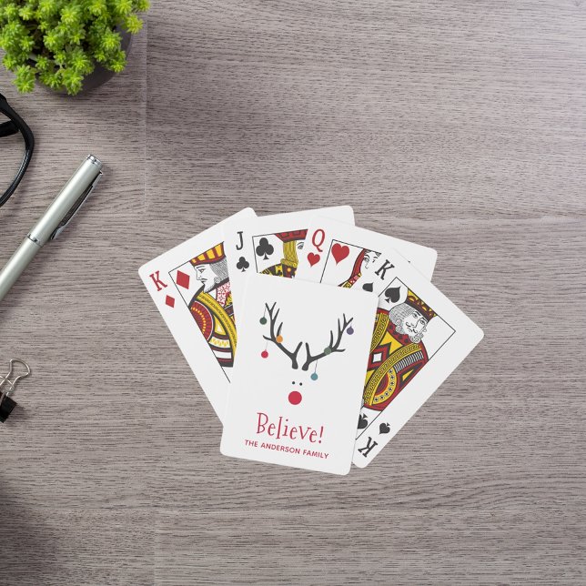 Jeu De Cartes Croyez moderne drôle rennes de Noël blanc (Créateur téléchargé)