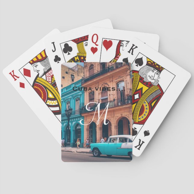 Jeu De Cartes Cuba Vacances Monogramme Classic Playing Cartes (dos)