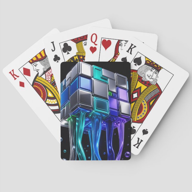 Jeu De Cartes Cube de puzzle chromé futuriste  (dos)