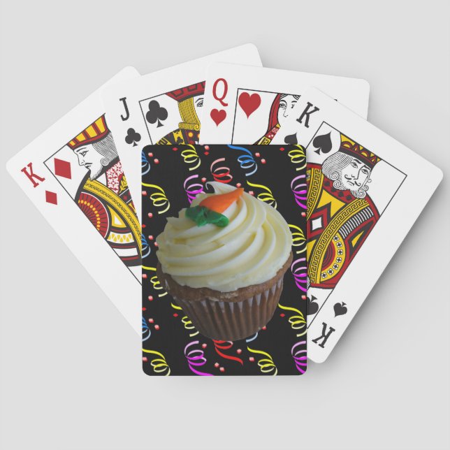 Jeu De Cartes Cupcake de carottes avec Confetti (dos)