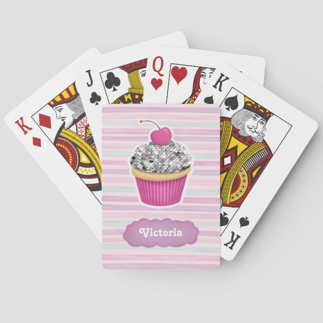 Jeu De Cartes Cupcake rose mignon personnalisé (dos)
