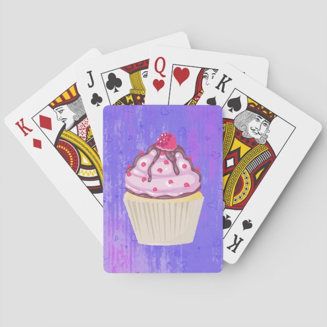 Jeu De Cartes Cupcake sucré avec framboise sur le dessus (dos)