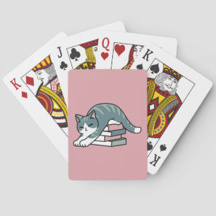 Jeu De Cartes Curieux avec un livre et un chat - Lecture confort
