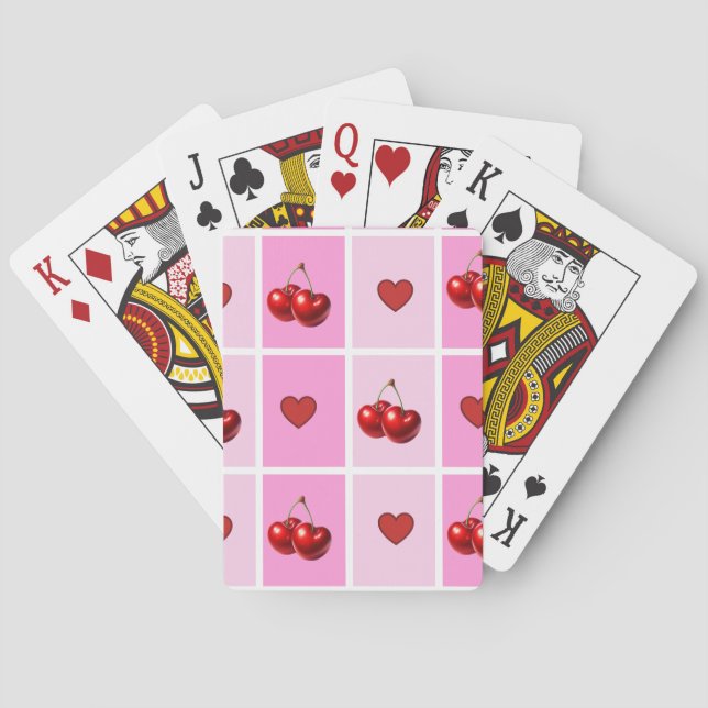 Jeu De Cartes Custom Cherry Heart Checkerboard Pattern (dos)