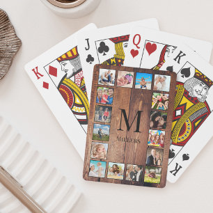 Jeu De Cartes Custom Family Photo Collage Reclaimed Wood