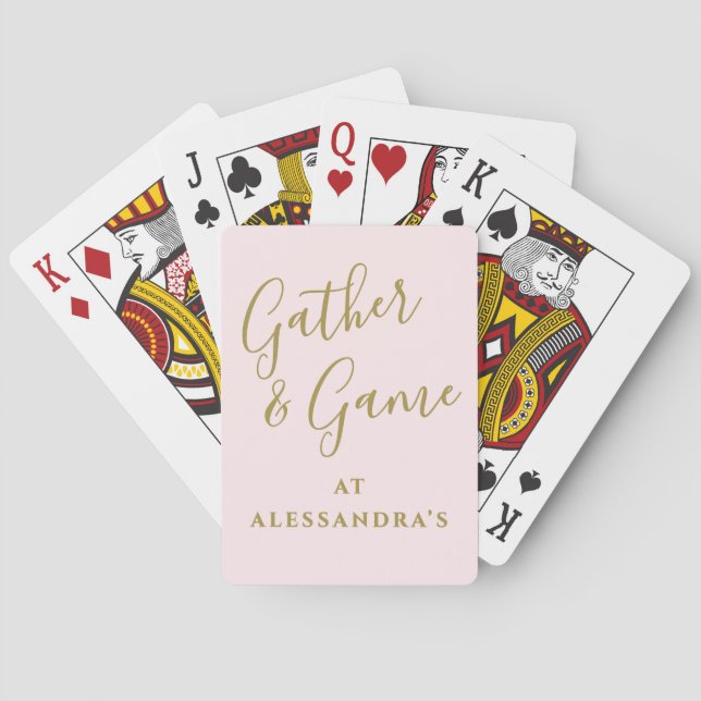 Jeu De Cartes Custom Funny Pastel Pink Gold Script Minimalist (dos)