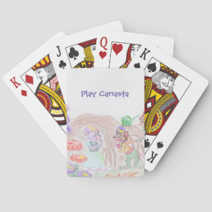 Jeu De Cartes Custom Kids Artwork, deux mignonnes souris, fleurs