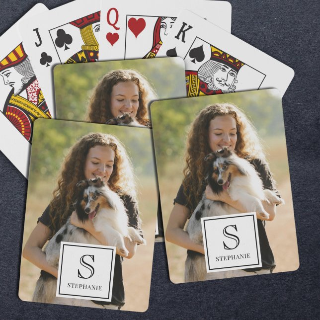 Jeu De Cartes Custom Monogram, Name and Photo Modern Photography (Créateur téléchargé)
