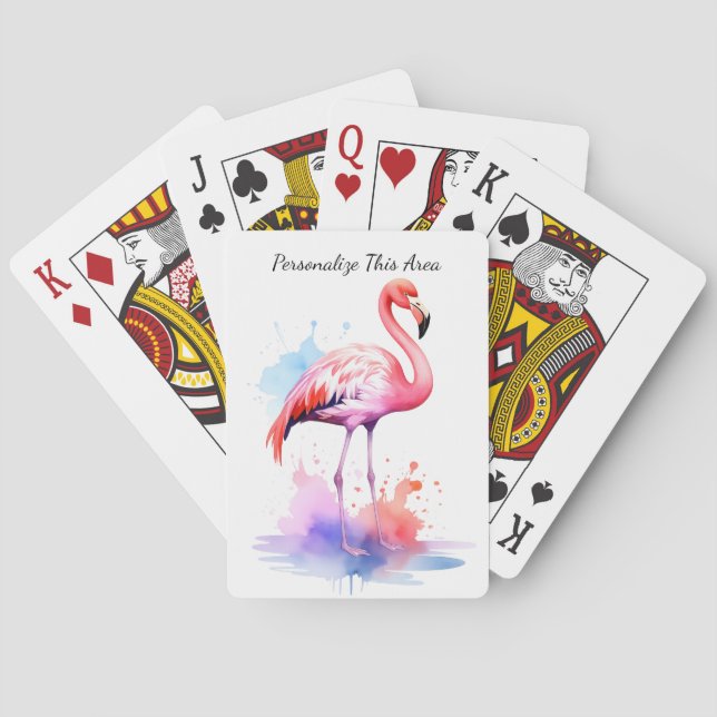 Jeu De Cartes Custom Watercolor Flamingo Playing Cards (dos)