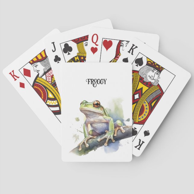Jeu De Cartes Cute Aquarelle Arbre Frog, personnalisé (dos)