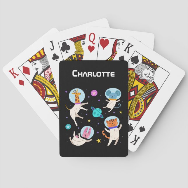 Jeu De Cartes Cute astronaute Animaux flottant dans l'espace (dos)
