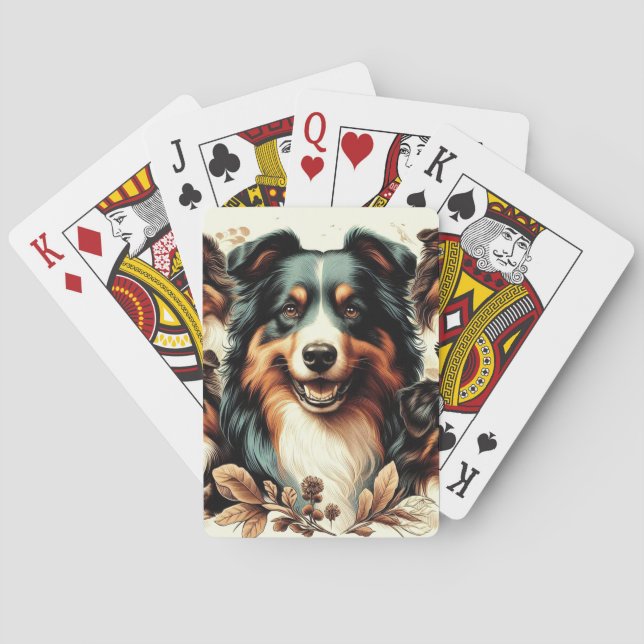 Jeu De Cartes Cute Australian Shepherd Peinture (dos)