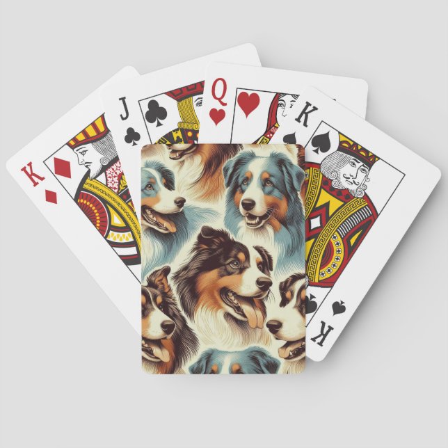 Jeu De Cartes Cute berger australien sans couture (dos)