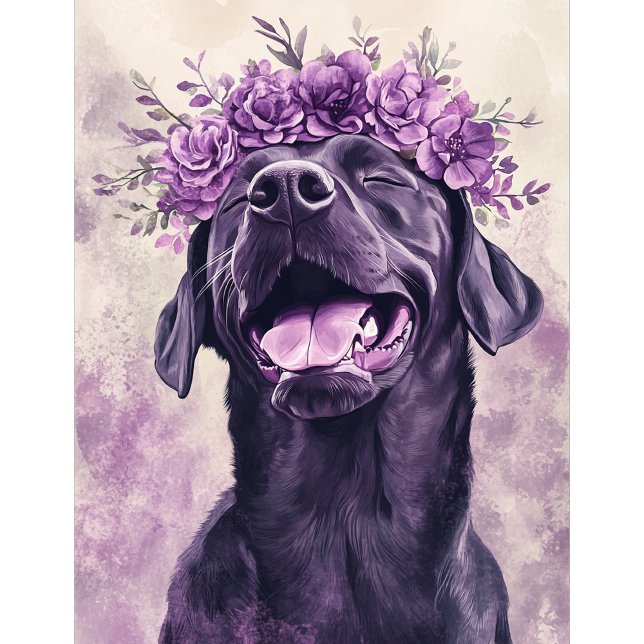 Jeu De Cartes Cute Black Labrador Retriever Chien Purple Floral (Créateur téléchargé)
