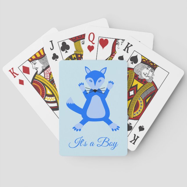 Jeu De Cartes Cute Blue Baby Boy Fox Custom Gender Revela (dos)