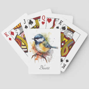 Jeu De Cartes Cute Bluetit sur une branche, personnalisé