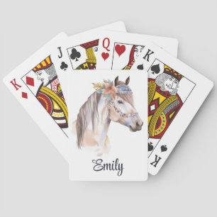 Jeu De Cartes Cute boho aquarelle hippie design cheval