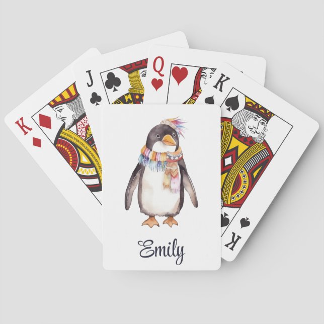 Jeu De Cartes Cute boho watercolor hippie penguin design (dos)