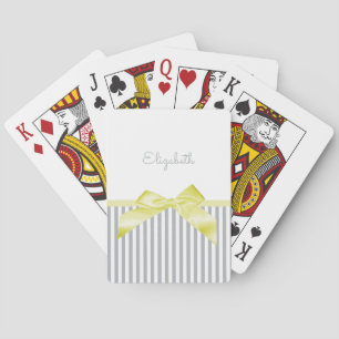 Jeu De Cartes Cute Bow Jaune avec Gris Fille et Nom