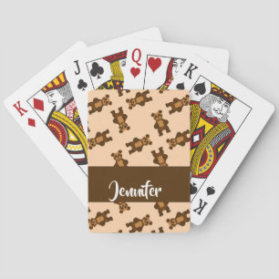 Jeu De Cartes Cute brown bear on rose