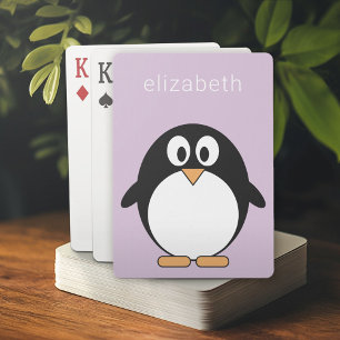 Jeu De Cartes Cute Cartoon Penguin Pastel Purple Nom moderne