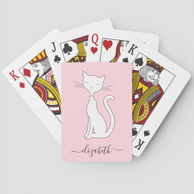 Jeu De Cartes Cute Chat Monogramme Rose (dos)