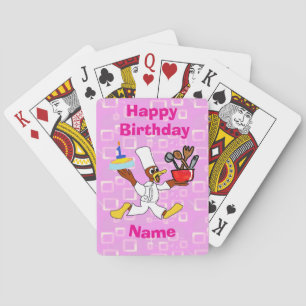 Jeu De Cartes Cute Chef d'Anniversaire Ducky Kazoo Rose Géométri