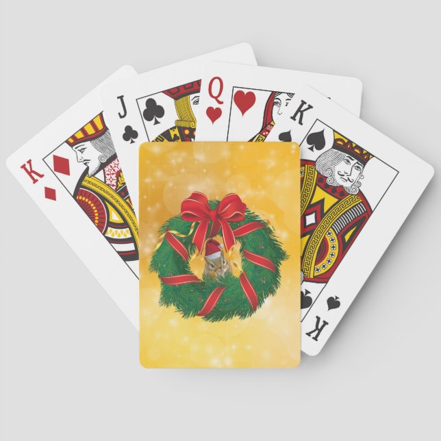 Jeu De Cartes Cute Chipmunk couronne de Noël (dos)