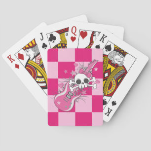 Jeu De Cartes Cute crâne avec guitare rose
