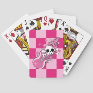 Jeu De Cartes Cute crâne avec guitare rose