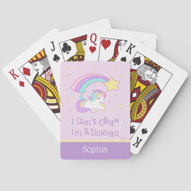 Jeu De Cartes Cute Custom Personalized Magical Rainbow Unicorn (dos)