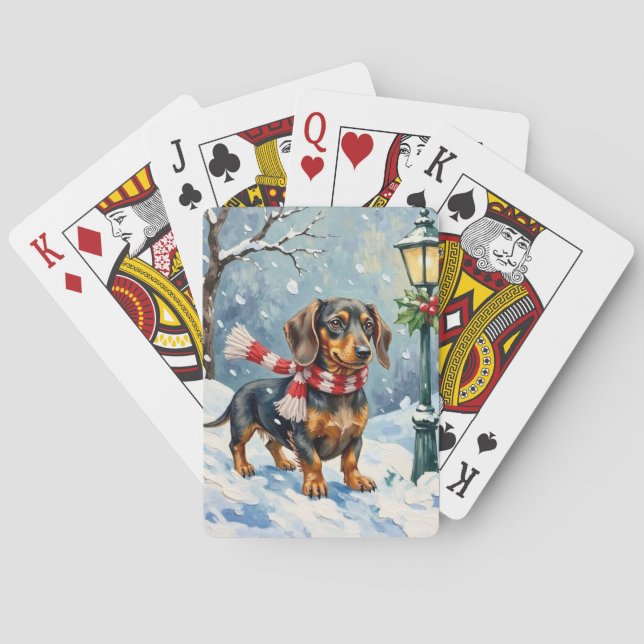 Jeu De Cartes Cute Dachshund Puppy Cozy Winter Scarf Art (dos)
