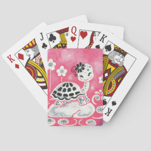 Jeu De Cartes Cute Girl Turtle With Flowers & Swirls