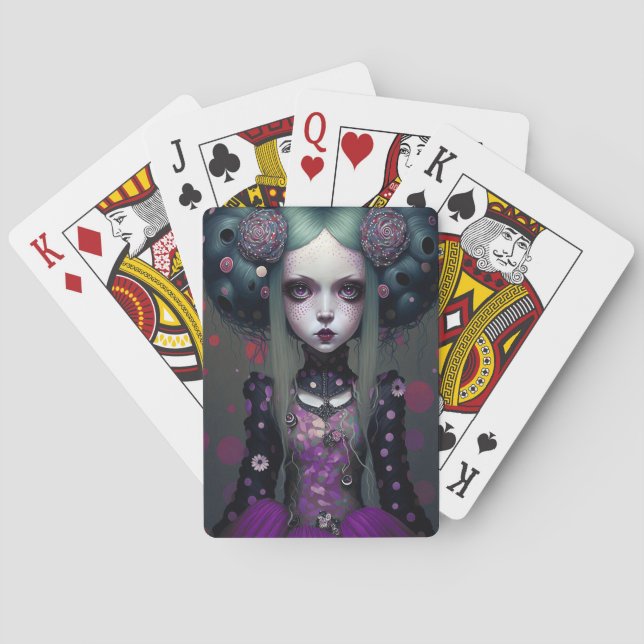 Jeu De Cartes Cute Goth Girl Purple Black Imaginaire Art (dos)