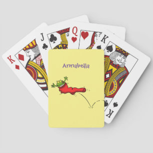Jeu De Cartes Cute grenouille dans une chaussette rouge saut de