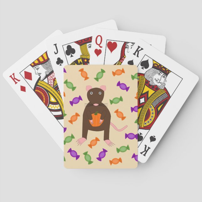 Jeu De Cartes Cute Halloween Rat et Citrouille (dos)