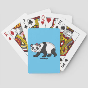 Jeu De Cartes Cute happy panda bear with flower cartoon