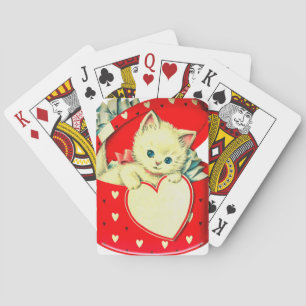 Jeu De Cartes Cute Kitten Coeur Vintage Chat Retro Kitty