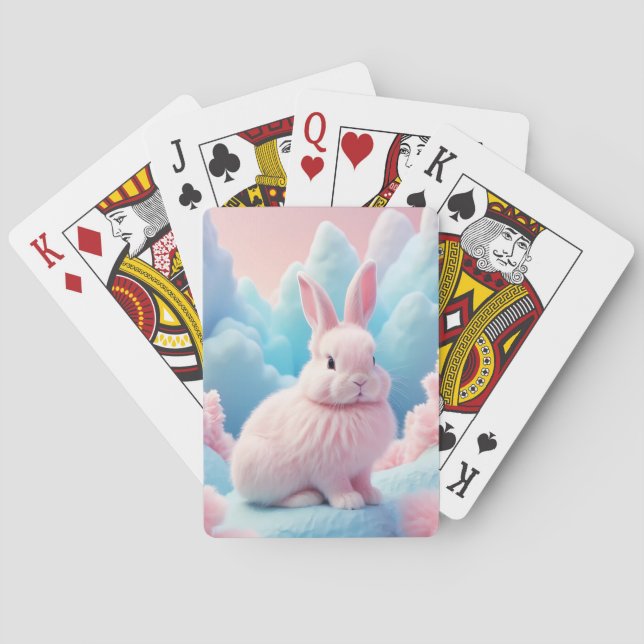Jeu De Cartes Cute Lapin Rose Coton Bonbons Nuages (dos)