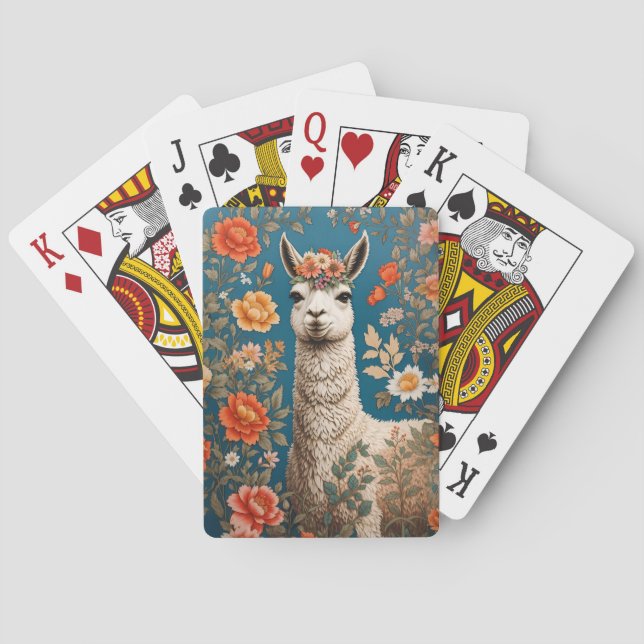 Jeu De Cartes Cute Llama William Morris Inspiré Floral (dos)