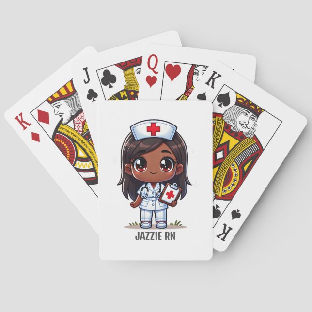 Jeu De Cartes Cute Manga Black Nurse Cheveux Brown et yeux perso (dos)