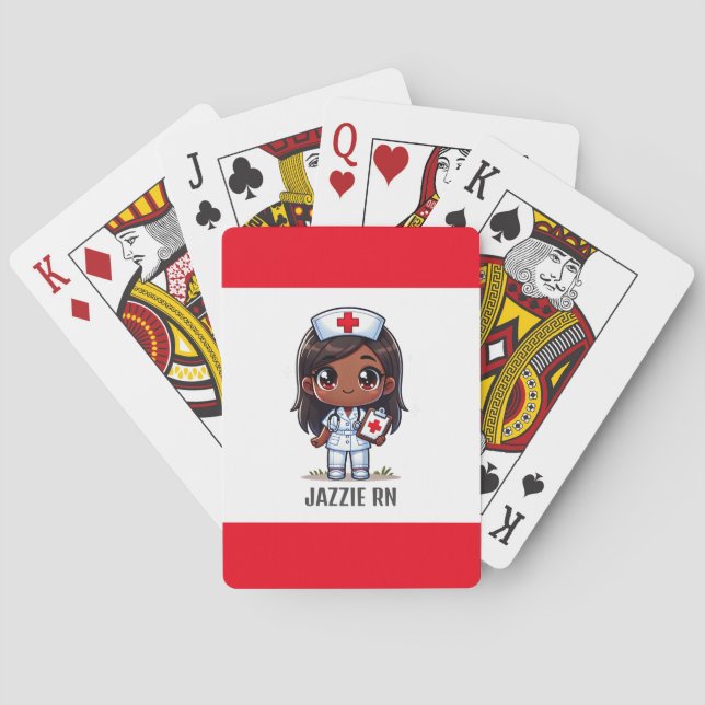 Jeu De Cartes Cute Manga Black Nurse Cheveux Brown et yeux perso (dos)