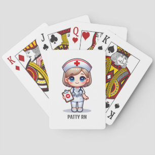 Jeu De Cartes Cute Manga Nurse avec cheveux blond bleu yeux Pers