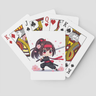 Jeu De Cartes Cute ninja guerrière fille en fleur