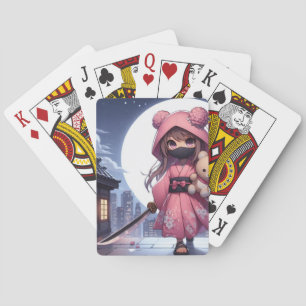 Jeu De Cartes Cute ninja guerrière fille & teddy