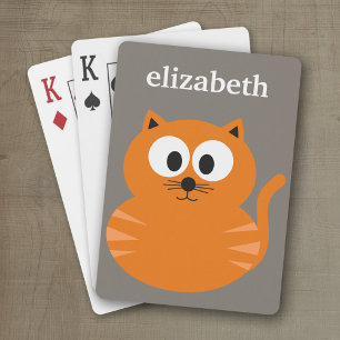 Jeu De Cartes Cute Orange Fat Chat avec Taupe Personnalisé