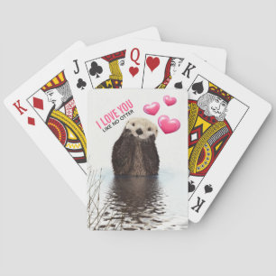 Jeu De Cartes Cute Otter avec Coeurs roses Vous aimez jouer
