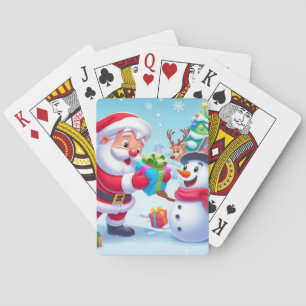 Jeu De Cartes Cute Père Noël et Snowman