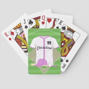 Jeu De Cartes Cute Personnalisée Baseball rose