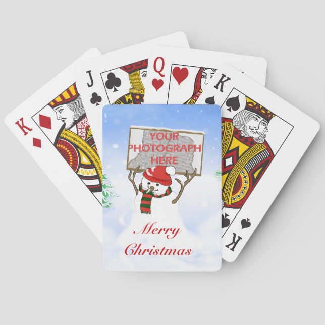 Jeu De Cartes Cute photo snowman Christmas playing cards (dos)